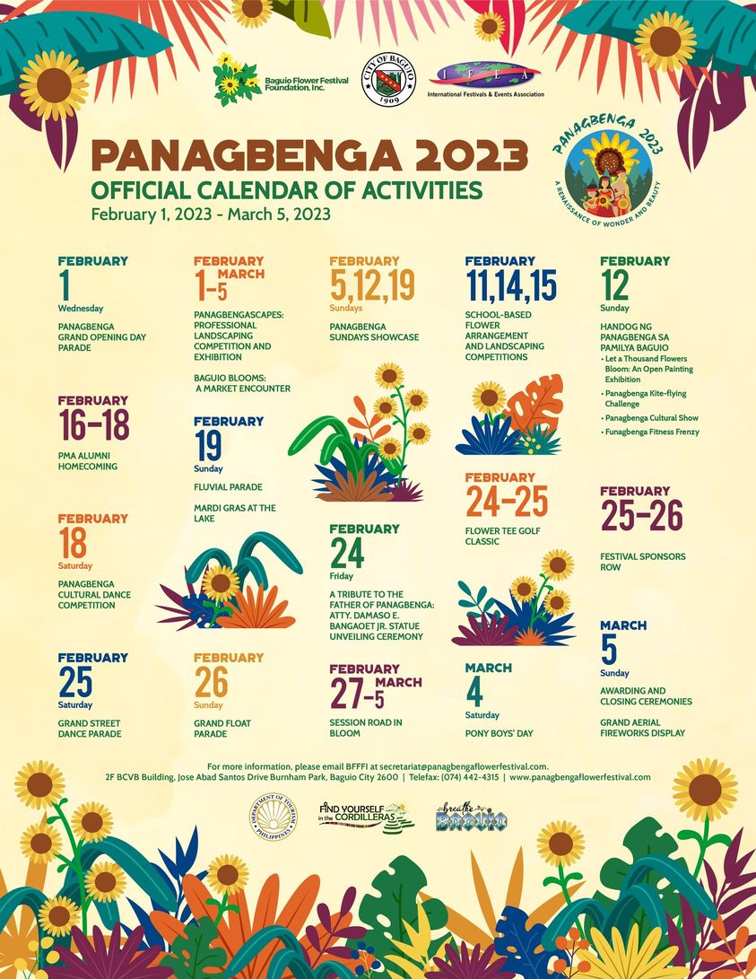 PANAGBENGA FLOWER FESTIVAL 2023 Schedule of Events and Activities